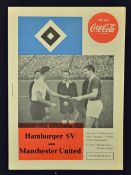1959 German tour football programme Hamburger SV v Manchester United dated 12 August in good