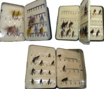 FLIES & BOX: Fine Malloch black japanned salmon fly reservoir, 10