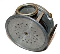 REEL: Rare Hardy Perfect white metal salmon fly reel, 4.5