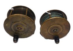 REELS: (2) Pair of early Scottish Hogg Maker Edinburgh brass plate wind salmon fly reels, 4