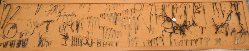 HOOK DISPLAY: Fine collection of antique and collectable hooks, patterns throughout the ages, all