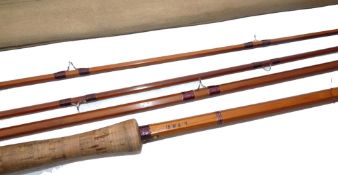 ROD: Sharpe's of Aberdeen for Farlow 12' 3 piece + correct spare tip, spliced joint salmon fly
