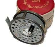 REEL: Fine Hardy LRH Lightweight alloy trout fly reel, U shaped line guide, rim tension regulator,