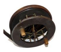 REEL: Early Coxon wood back Aerial reel,4.5