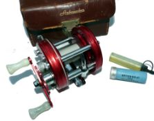 REEL: Fine early Abu Sweden Ambassadeur 5000 red multiplier reel ,4 screw grooved end plate, twin