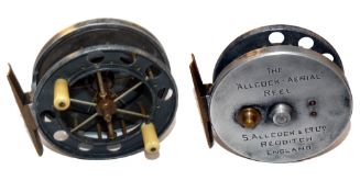 REEL: Fine Allcock Aerial alloy reel with half ebonite drum, 3.5