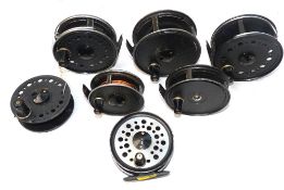 REELS & SPOOL: (7) Fine collection of JW Young fly reels, 2 x 4