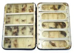 FLY BOX: Fine Hardy Houghton black japanned dry fly box, 6