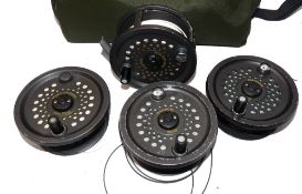 REEL & SPOOLS: (4) BFR magnum bar stock alloy salmon fly reel, 4