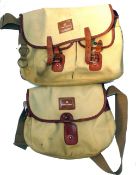 BAGS: (2) Pair of Hardy canvas/leather game fishers bags, one measuring 14