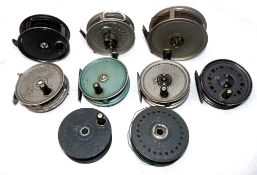 REELS & SPOOLS: (9) Collection of 7 JW Young alloy fly reels, a 4