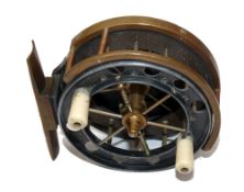 REEL: Fine Allcock Aerial alloy reel with half ebonite drum, 3