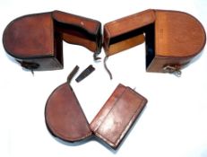 REEL CASES: (3) Early Hardy Bros. Alnwick block leather reel case, to fit fly reels up to 3.5