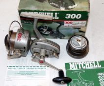 REEL: Mitchell 300 Ltd Edit 50th Anniversary spinning reel, silver finish red black graphics, High