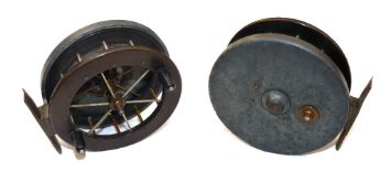 REEL: Allcock's Aerial slim ebonite drum trotting reel, 6 spoke, no tensioner, re pinned tapered