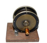 REEL: Fine unnamed SEJ style ebonite brass winch with German silver rims, 2.75