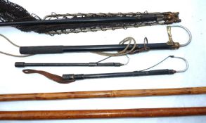 ACCESSORIES: (6) Hardy alloy/brass extending salmon gaff, hinged point protector, belt clip, pair of