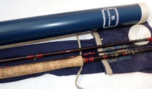 ROD: Hardy Graphite Deluxe Spey salmon fly Rod, 13'- 3 pce, burgundy carbon, 24