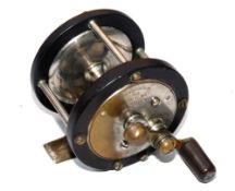 REEL: Julius Von Hofe 3-1/2 hard rubber multiplier reel, nickel on brass fittings, counter