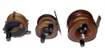 REELS: (3) Julius Vom Hofe USA nickel and hard rubber raised pillar reel, 1-7/8