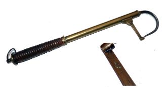 GAFF: Early Heaton Maker brass telescopic gaff, 2 draw extending 15