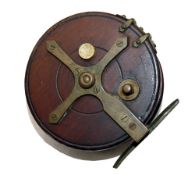 REEL: Rare M Garnett & Son, Dublin, Preedy Patent 503865, Brake Nottingham wood & brass reel,