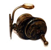 REEL: Interesting Malloch all brass multiplier reel, factory proto? 2-1/8