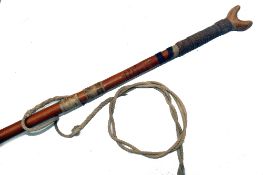 ACCESSORY: Hardy bamboo shafted wading staff with carved wooden thumb crotch, 65