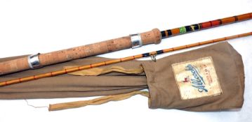 ROD: Fine Allcock Superb 10' 2 piece split cane carp/Avon rod, crimson close whipped, red agate