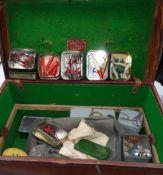ACCESSORIES: Leather tackle?, portmanteau trunk by W. Bainbridge, Wormwood St. London, green baize