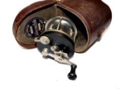 REEL & CASE: Edward Vom Hofe Ocean B 4/0 hard rubber/nickel sea multiplier reel, counterbalanced