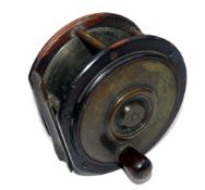 REEL: Scottish pattern laburnum and brass salmon fly reel, 4.5