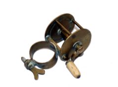 REEL: All brass early Victorian collar fitting winch, 1.5