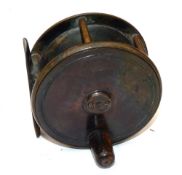 REEL: Hardy all brass Birmingham plate wind reel, 3.5