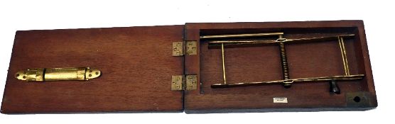 LINE DRIER: Scarce Alex Martin, Glasgow brass folding line drier in makers mahogany wood box, 12