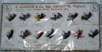 FLIES: S Allcock & Co., Redditch salesman's fly sample card, 9