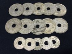 Ten George V British West Africa pennies Together with five George V British West Africa 1/10th