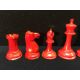 A late 19th/early 20th century carved and red stained Staunton pattern chess set In mahogany box. - Image 14 of 25