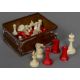 A late 19th/early 20th century carved and red stained Staunton pattern chess set In mahogany box. - Image 1 of 25
