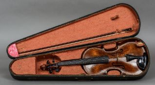 A 19th/20th century violin Bearing label for Hugh W.