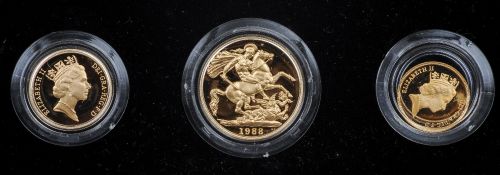 A cased United Kingdom 1988 gold proof set Comprising: £2 coin,