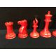 A late 19th/early 20th century carved and red stained Staunton pattern chess set In mahogany box. - Image 16 of 25