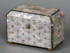 A Victorian mother-of-pearl and abalone shell tea caddy With engraved floral decoration,