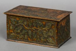 An early 20th century prisoner of war box The removable lid decorated with an Islamic building,
