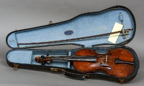 A 19th/20th century violin Bearing label for Ch. J.B.