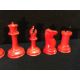 A late 19th/early 20th century carved and red stained Staunton pattern chess set In mahogany box. - Image 17 of 25