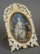 After MAURICE QUENTIN DE LATOUR (1704-1788) French Full length miniature portrait of Madam du