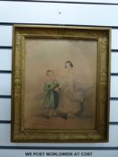 A watercolour of Archibald Spens (c1809-1869) in Etonian jacket holding a cricket bat,