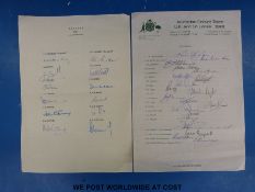A set of signatures of the England and Australia 1981 cricket teams