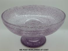 A Monart / Vasart pedestal glass bowl with control bubble decoration (14cm x 27cm)